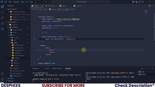 React Todo List - List All Todos From Database using Django API - Ep 7 смотреть онлайн