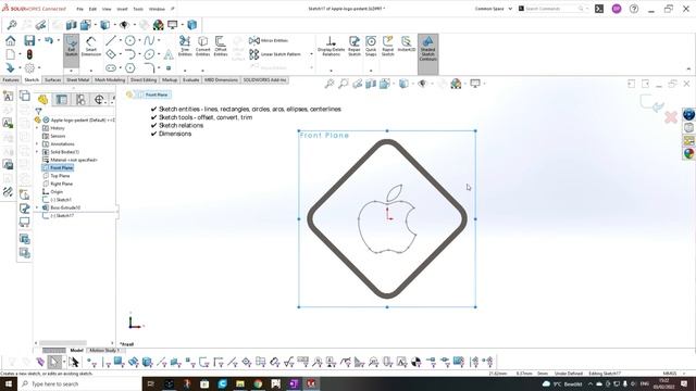 Step by Step to CSWA SUCCESS! SolidWorks Sketch with Thrilling Apple Keychain смотреть онлайн
