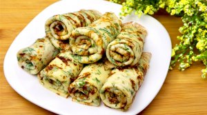 Сырные блинчики с зеленью. Нереально вкусные блины с сыром и зеленью.mp4