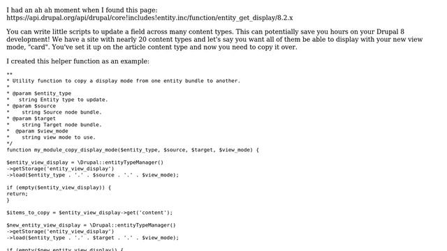 Drupal: How to copy view modes between content types in Drupal 8? смотреть онлайн