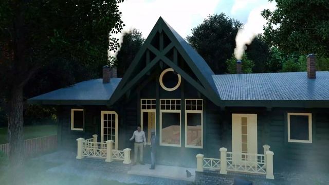 Одноэтажный деревянный дом для отдыха с баней и русской печью. смотреть онлайн