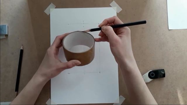 Рисование простыми карандашами. Цилиндр. Часть 1: построение. смотреть онлайн