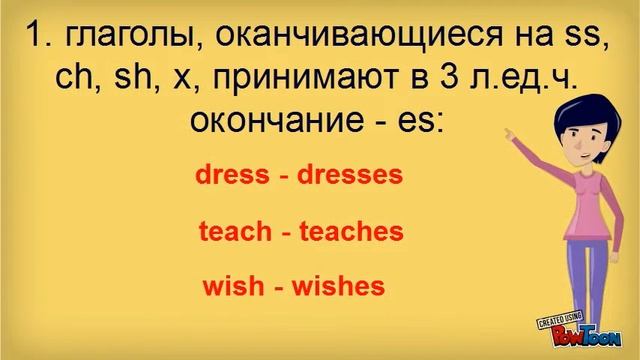 Правописание глаголов в 3 л.ед.ч. в Present Simple Tense смотреть онлайн