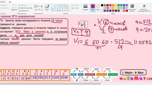 7 задание ЕГЭ по информатике.По каналу связи непрерывно в течение 10 часов передаются данные. смотреть онлайн