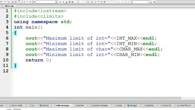 C++ Program #7: Display Maximum and Minimum Limits of a Datatypes смотреть онлайн