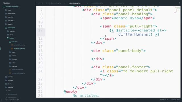 Laravel 5.3 tutorials #34 Social Network CRUD Index смотреть онлайн