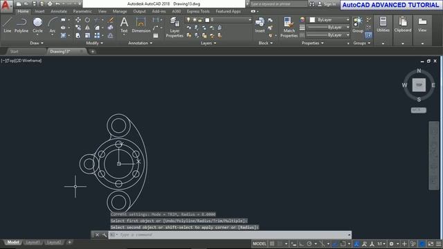 #AutoCAD 2018 EXERCISE TUTORIAL FOR BEGINNERS 13 смотреть онлайн