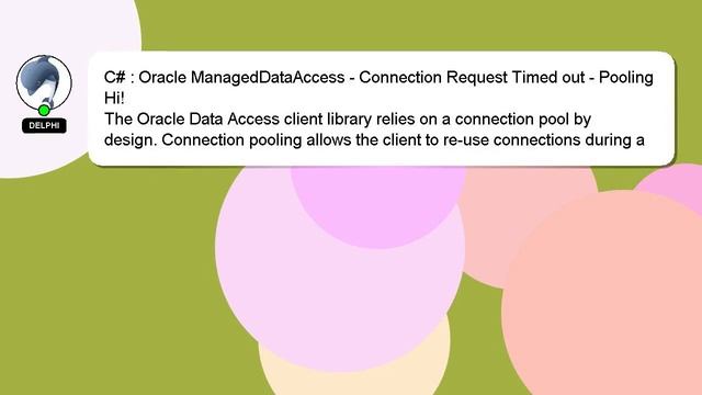 C# : Oracle ManagedDataAccess - Connection Request Timed out - Pooling смотреть онлайн