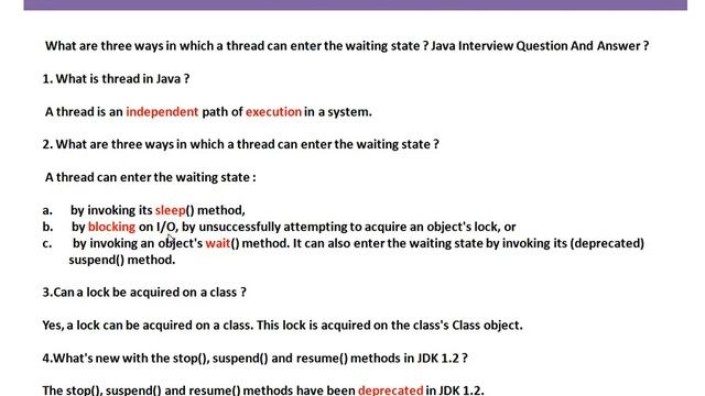 Three ways in which a thread can enter the waiting state смотреть онлайн