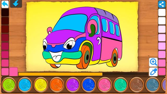 Расскраска машина УЧИМ ЦВЕТА Английский для детей Gameplay cartoons English for kids LEARN COLOURS смотреть онлайн