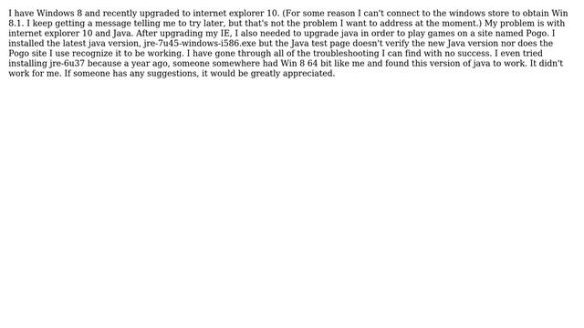 How can I get the latest Java version jre-7u45 to work on Win8 with IE10? смотреть онлайн