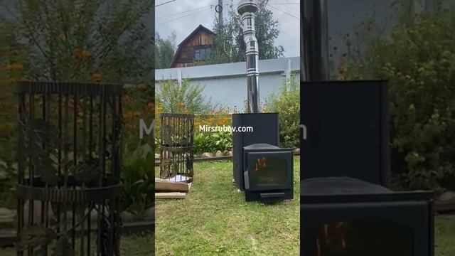 Банная печь Варвара. Прожигаем перед установкой. Мир срубов. смотреть онлайн