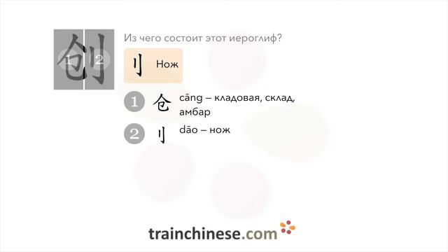 Как пишется 创 (chuāng) – рана, травма — порядок черт, ключ, примеры и произношение смотреть онлайн