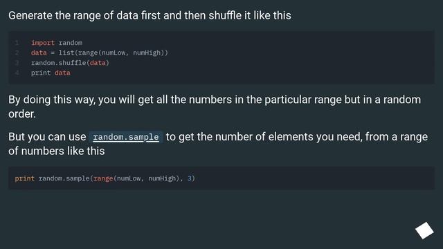 Generate 'n' unique random numbers within a range смотреть онлайн
