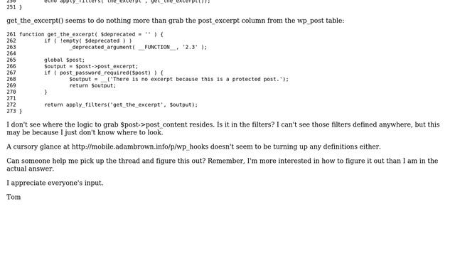 Wordpress: Where is the logic that defines the excerpt? смотреть онлайн