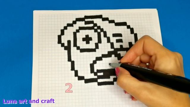 рисование по клеточкам пикселька рисовать бравл старс Леон How to Draw Leon Brawl Stars Pixel Art смотреть онлайн