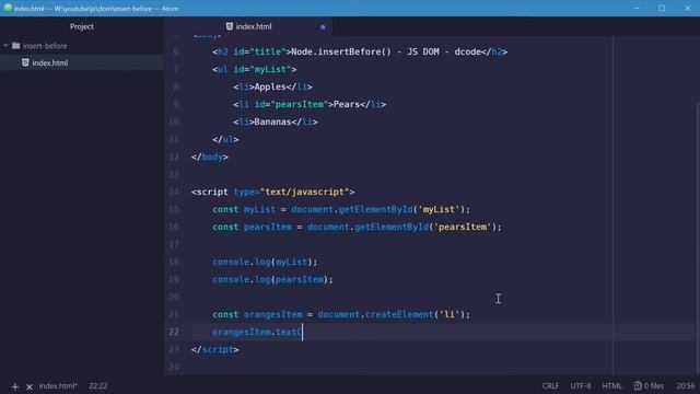 Node.insertBefore (Insert Before) Method - Javascript DOM смотреть онлайн