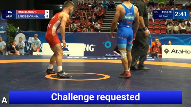 1/8 FS - 60 kg: I. MUKHTAROV (FRA) df. H. BARSEGHYAN (ARM) by TF, 11-0 смотреть онлайн