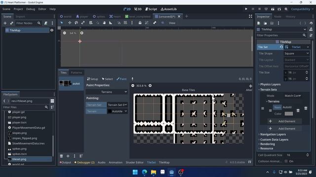 Godot 4 Tutorial - Heart Platformer P7 - Autotile + Sloped Tiles смотреть онлайн