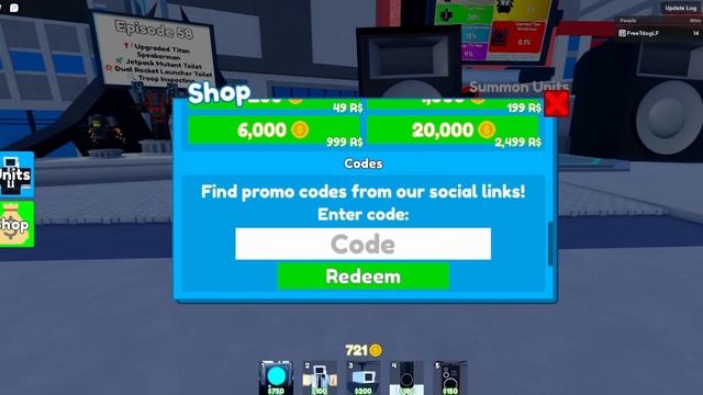 All WORKING Codes in EP 58 (Toilet Tower Defence) смотреть онлайн