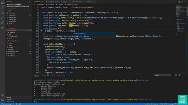 ReactJS pagination using custom hook part 3 - sorting смотреть онлайн