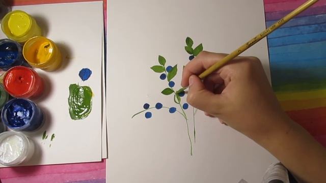 Рисунки ягод / Как нарисовать ЧЕРНИКУ ГУАШЬЮ / рисуем лесные ягоды смотреть онлайн