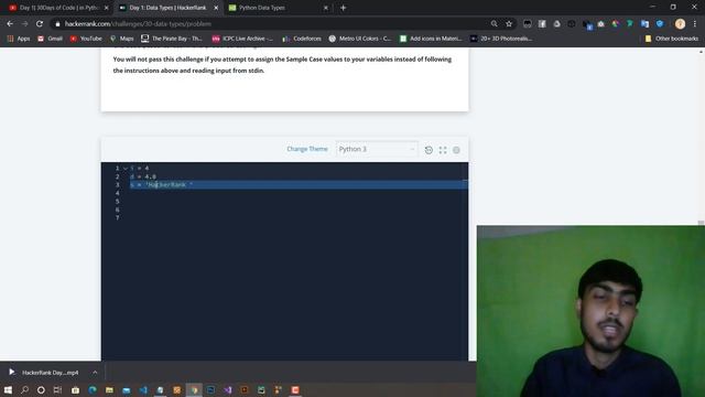 HackerRank Day 1: Data Types | 30 days of code python in Bangla смотреть онлайн