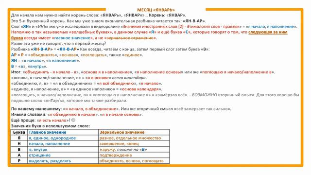 ЯНВАРЬ значение слова - Этимология слов - праязык смотреть онлайн