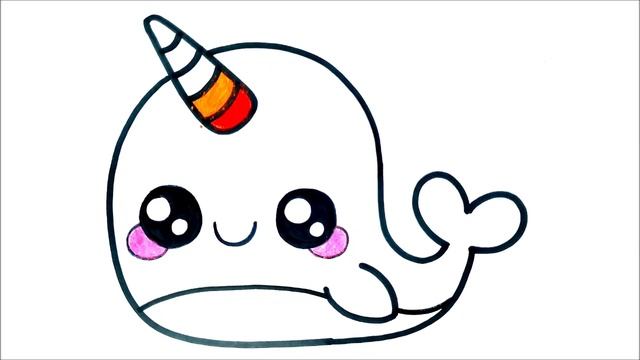 HOW TO DRAW A WHALE KAWAII - DRAWING ANIMALS EASY смотреть онлайн