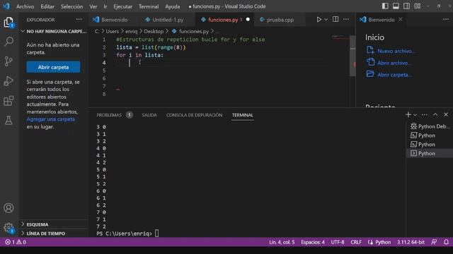 Curso de PYTHON desde 0 para PRINCIPIANTES VISUAL STUDIO CODE BUCLE FOR FOR ELSE 2023 смотреть онлайн