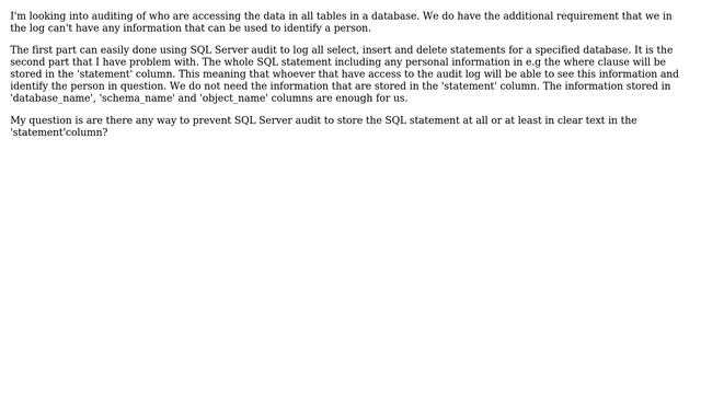 Hiding or masking sensitive information in the SQL Server audit log смотреть онлайн