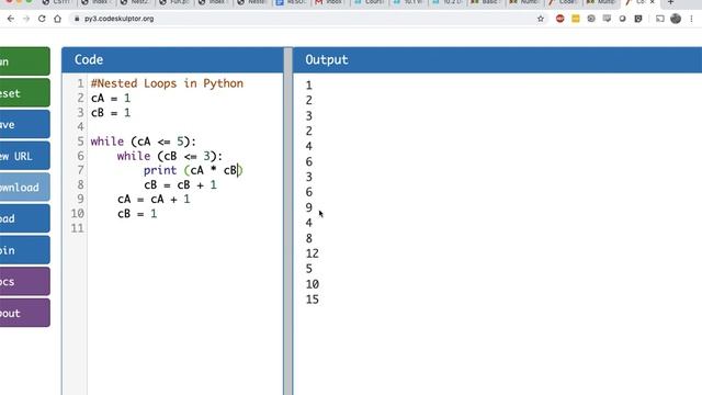 Python Nested Loops: Multiplication Table смотреть онлайн