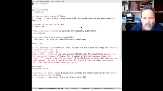 Script to build and install Emacs 29 with Native Compilation (with aot) on Linux смотреть онлайн