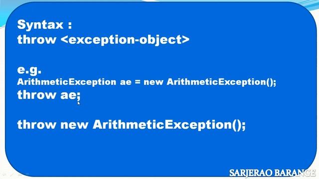throw keyword in java exception handling смотреть онлайн