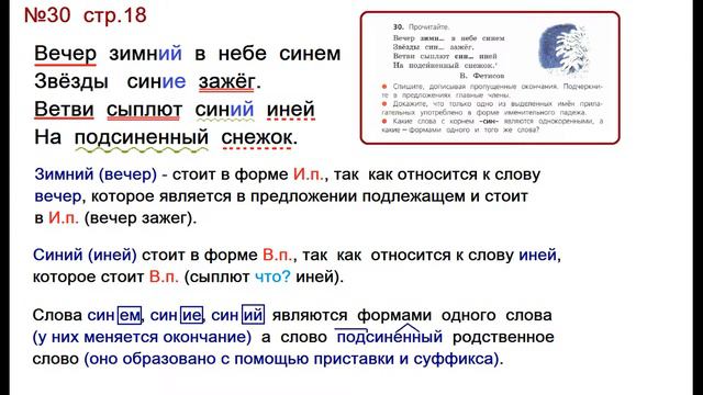 ГДЗ 4 класс, Русский язык, Упражнение. 30 Канакина В.П Горецкий В.Г Учебник, 2 часть смотреть онлайн