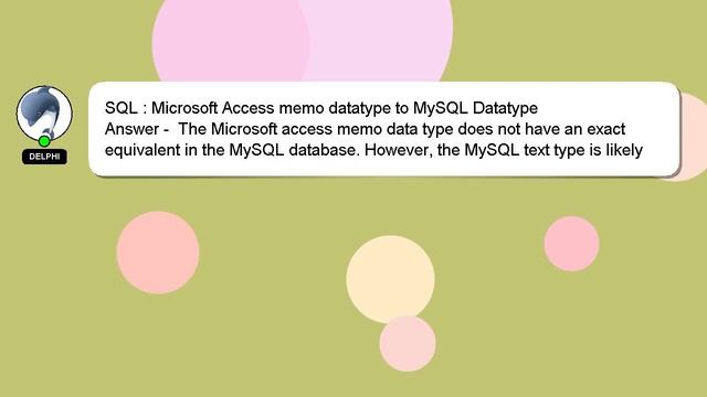 SQL : Microsoft Access memo datatype to MySQL Datatype смотреть онлайн