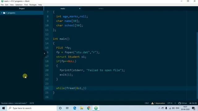 How to read a record from a file using structure || File handling in c смотреть онлайн