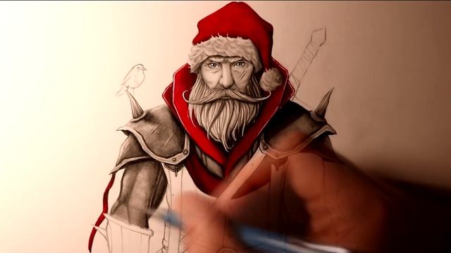 Let's Draw WARRIOR SANTA - FANTASY ART FRIDAY смотреть онлайн