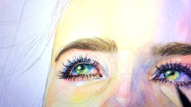 портрет акварелью на дешевой акварельной бумаге