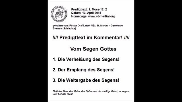 12.04.2015 - Vom Segen Gottes смотреть онлайн