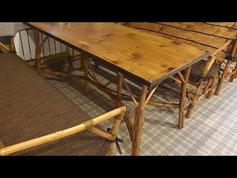 Как сделать плетеный стол из лозы, искусственного ротанга и фанеры.