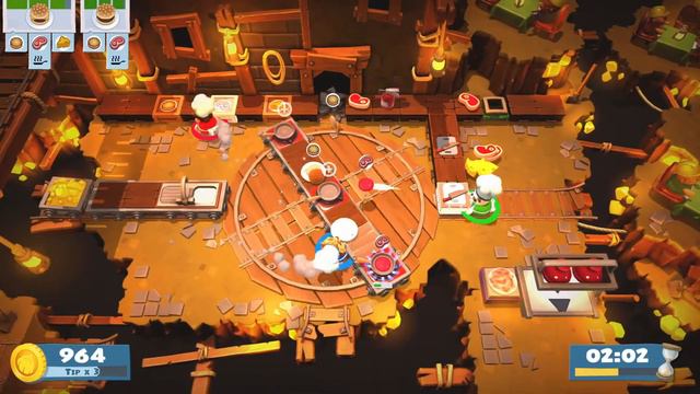Overcooked 2 Level 2-6 4 stars. 3 players co-op