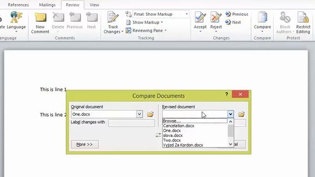 Microsoft Word How to compare text in 2 files смотреть онлайн