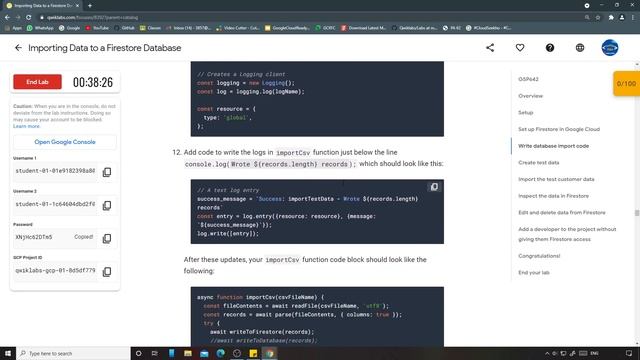 Importing Data to a Firestore Database | Qwiklabs [GSP642] смотреть онлайн