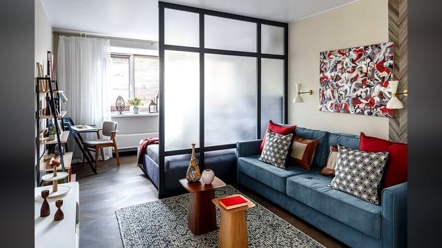 СПАЛЬНЯ-ГОСТИНАЯ | Идеи зонирования смотреть онлайн