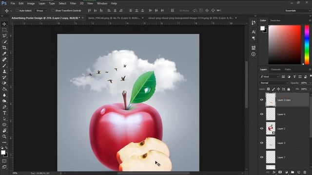 Photoshop Tutorial - Apple Advertising Poster Design смотреть онлайн