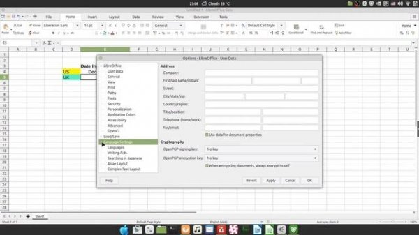 How to input standard date format MM DD YYYY for LibreOffice Calc