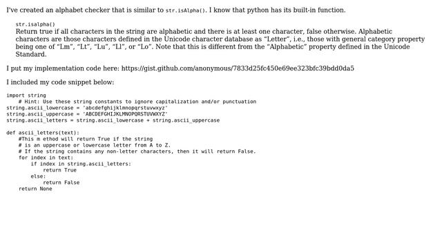 Code Review: Python's str.isAlpha(), reimplemented without Unicode support смотреть онлайн