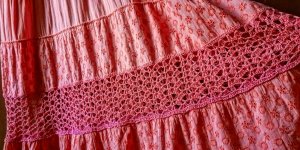 Переделка юбки.Вязание + ткань.