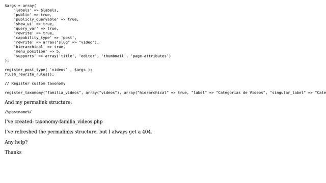 Wordpress: Custom taxonomy page returns 404 смотреть онлайн